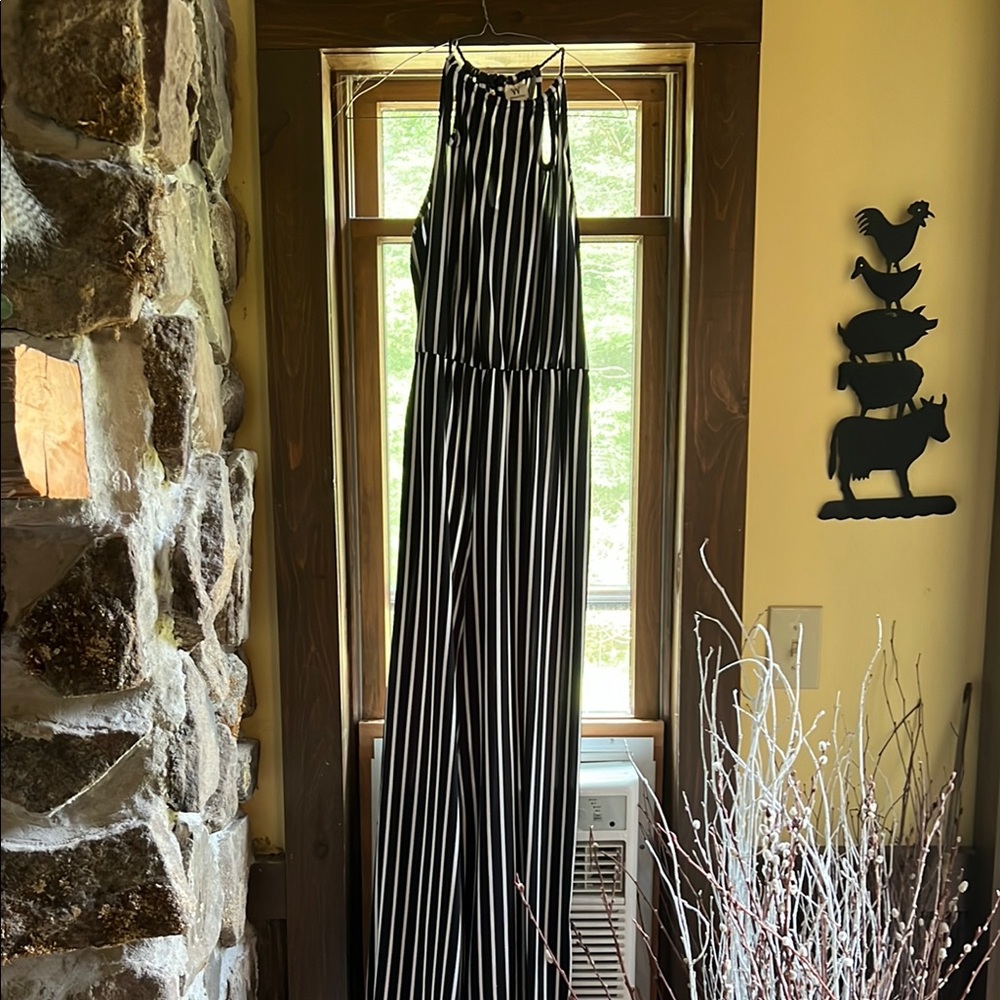 Black and White Striped Maxi Dress